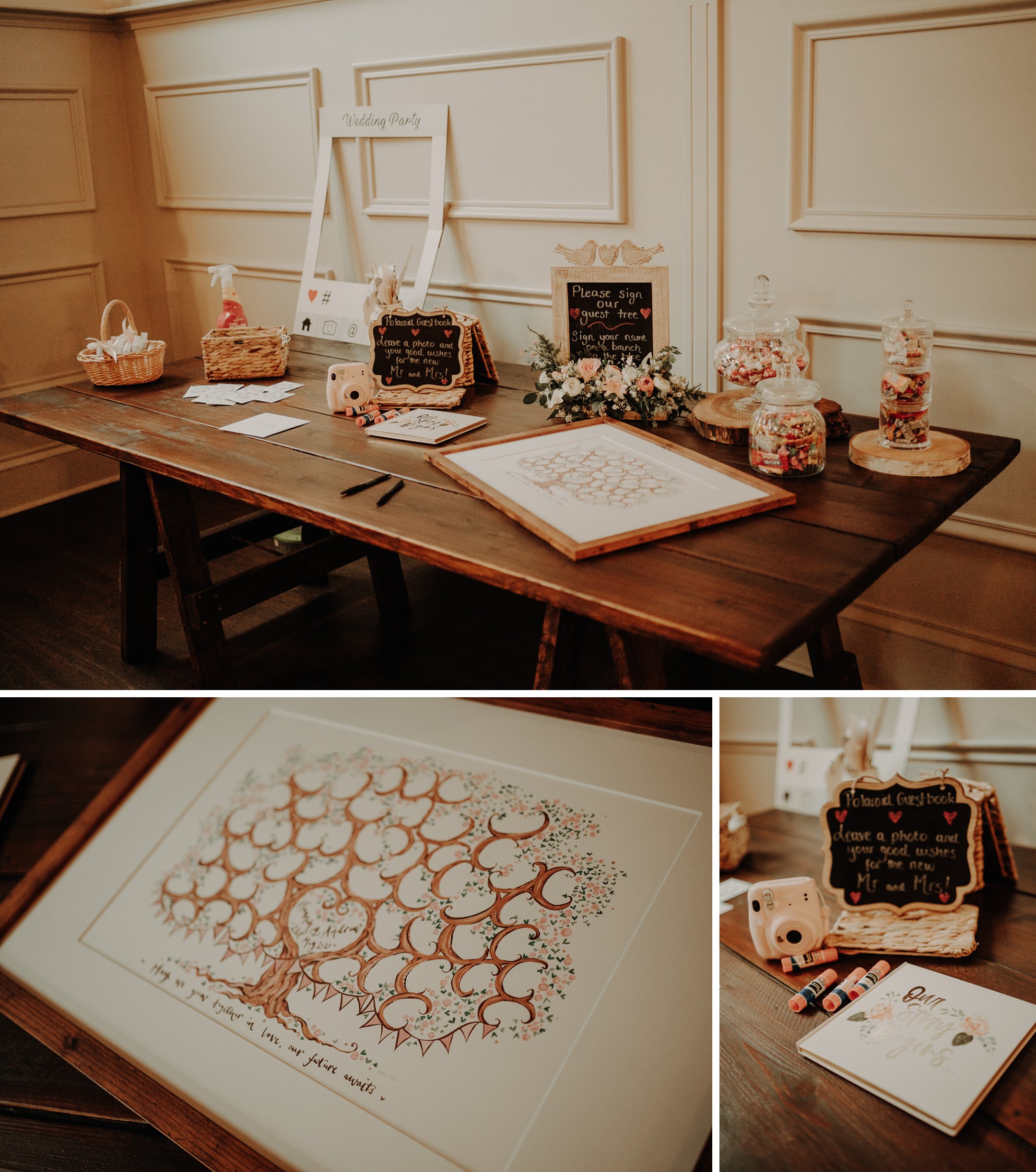 netherdale house wedding venue aberdeenshire interior guest book signing table setup ideas decorations
