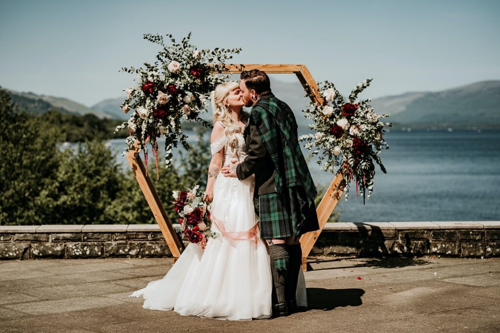 Picture of a couple after their wedding ceremony after getting married in Scotland